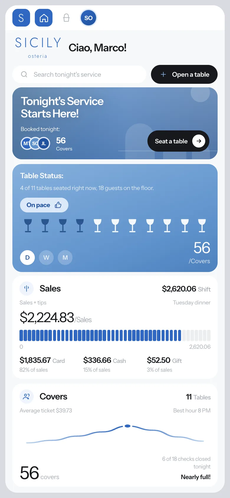 Restaurants & Food Trucks: Platform dashboard screenshot